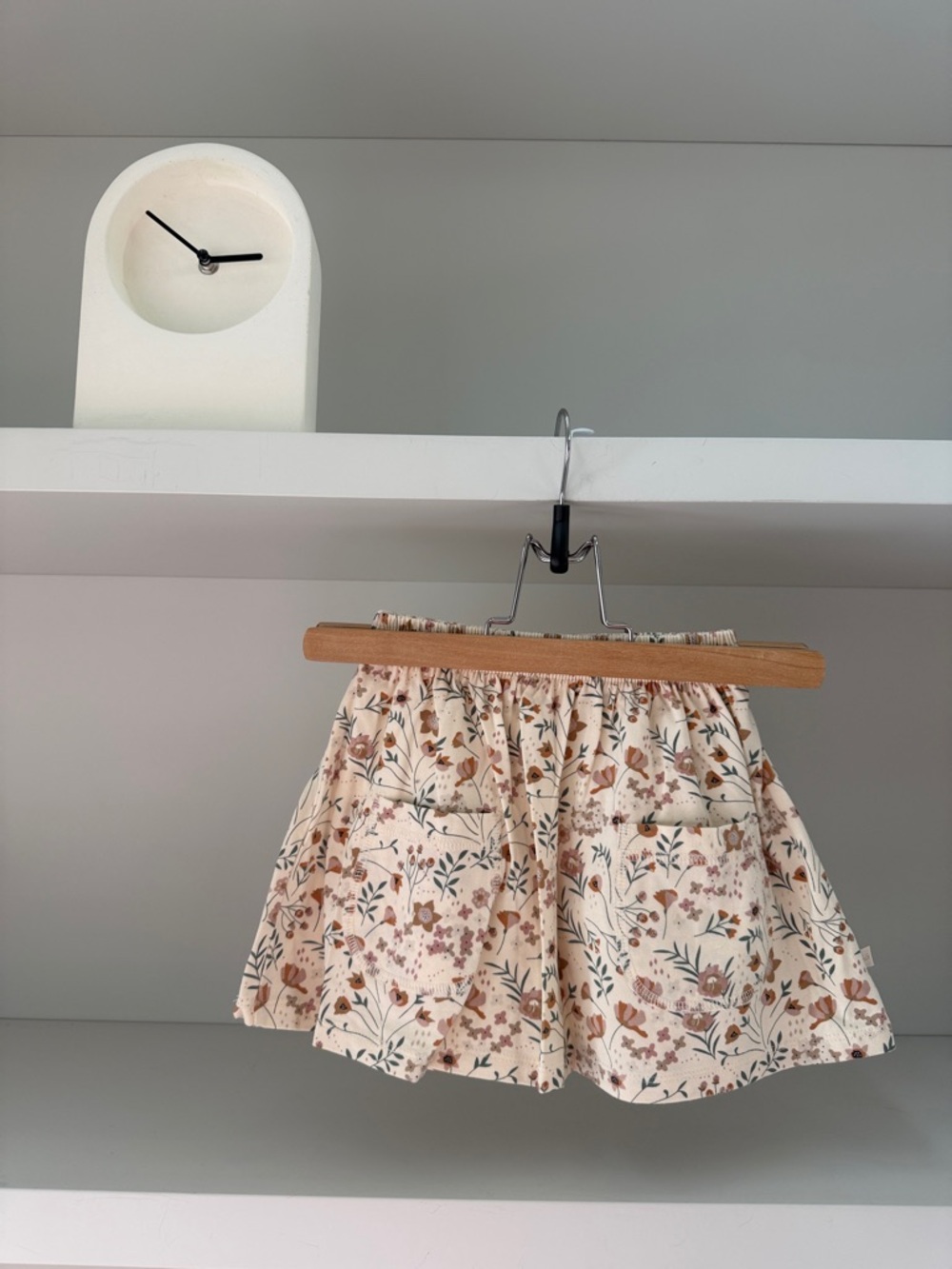 Girls Floral Cream Pocket Skirt